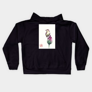 Beautiful Baby Bird on a Bashful Bud Kids Hoodie